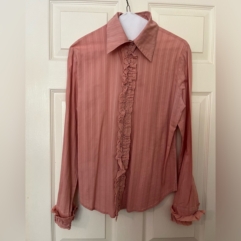 MNG pink blouse size 8 100% cotton